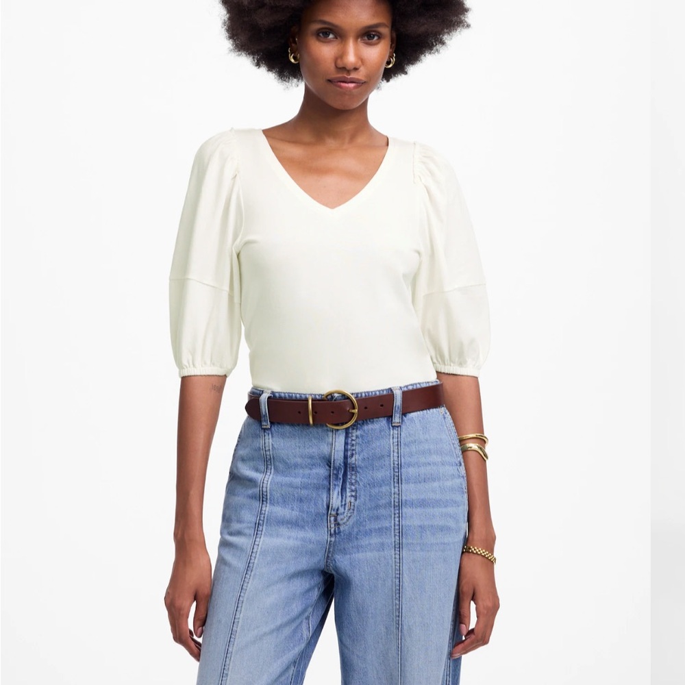 Madewell Cream Short Sleeve Top